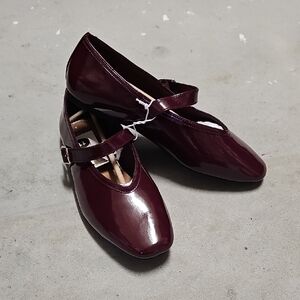 Nwt Burgundy Mary Jane Flats